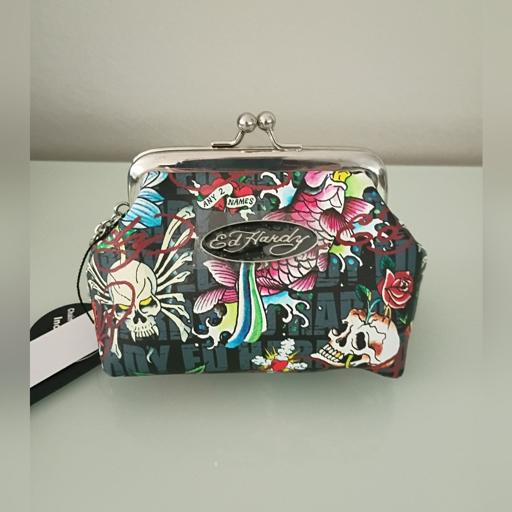 New Ed Hardy Clutch Coin Pouch Purse